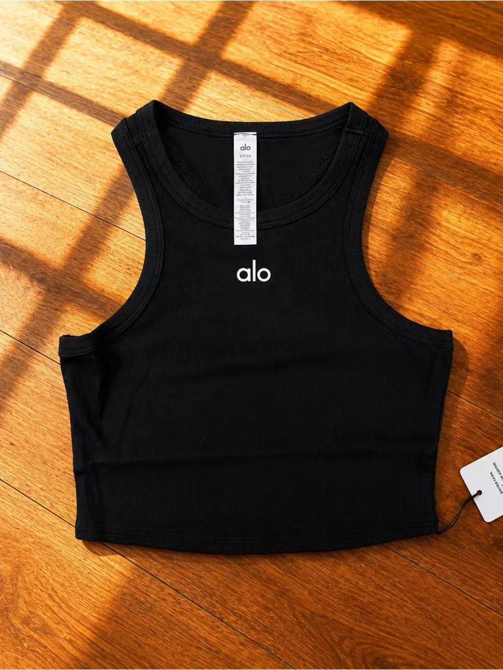 ALO Yoga Black Ribbed Crop Tank